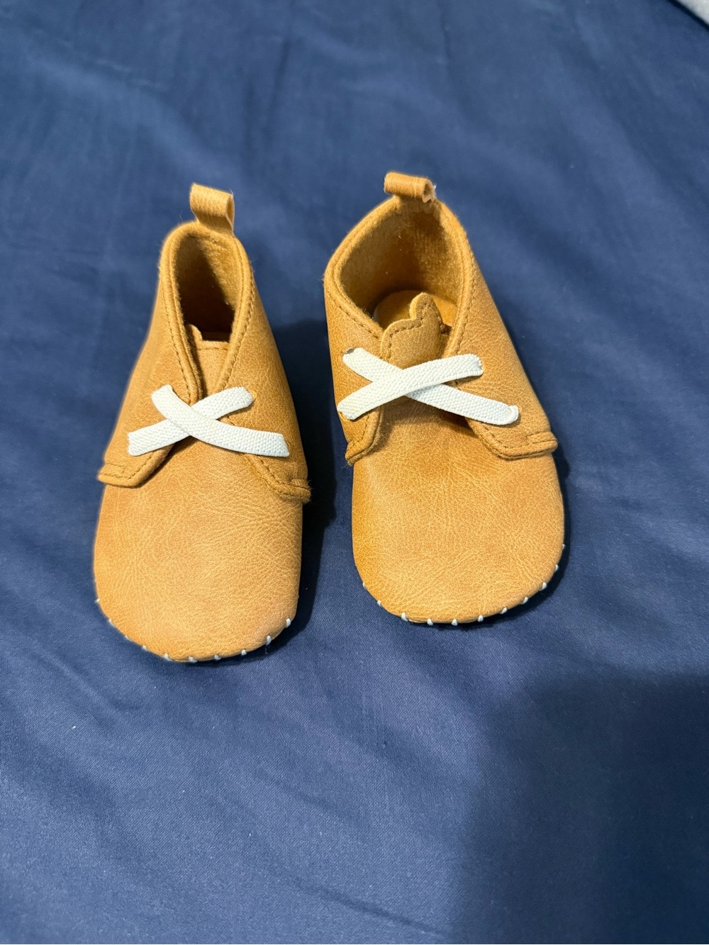 Carter's Brown/Tan Baby Moccasin Shoes with White Laces